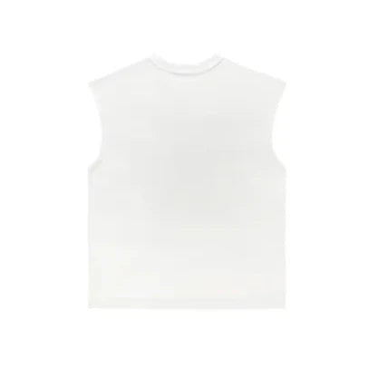 Loose-fit sleeveless top white cut out detail