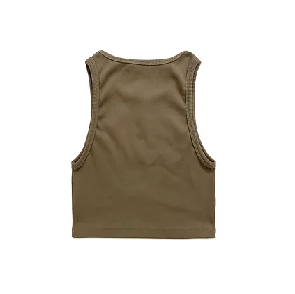 Crop Tank Cut out Detail Brown