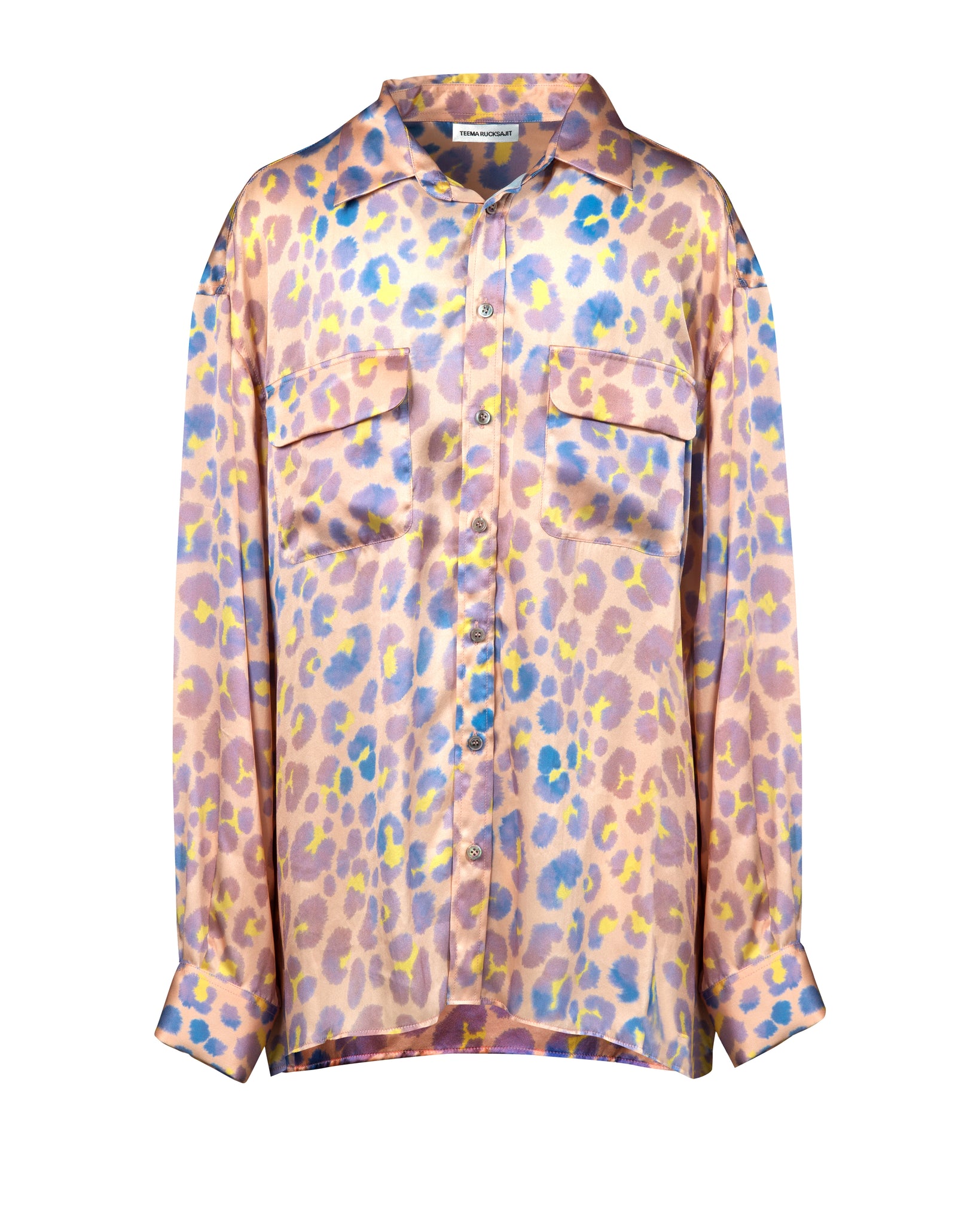 Baby Cheetah Oversized Silk Print Shirt