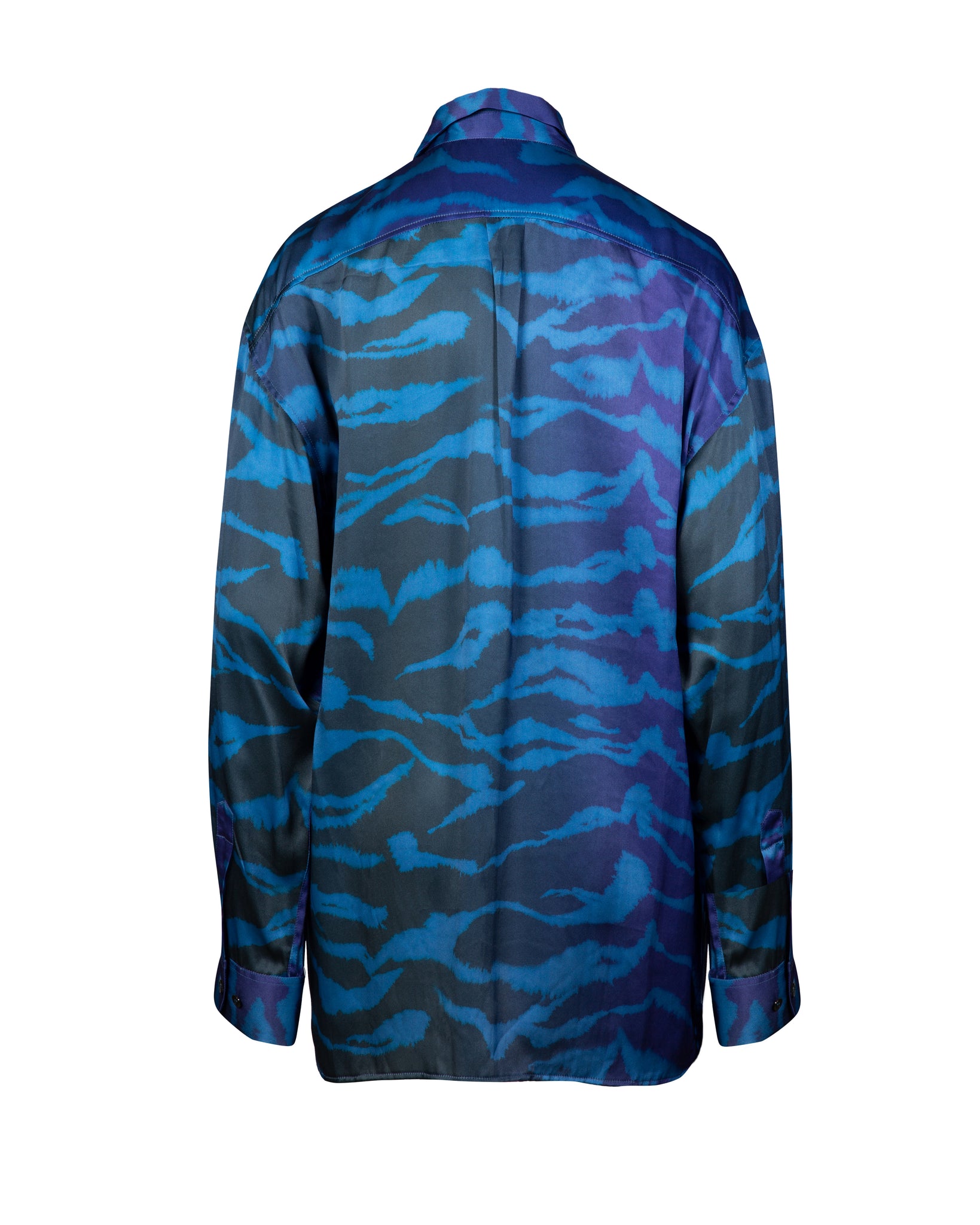 Blue Marine Oversized Silk Print Shirt