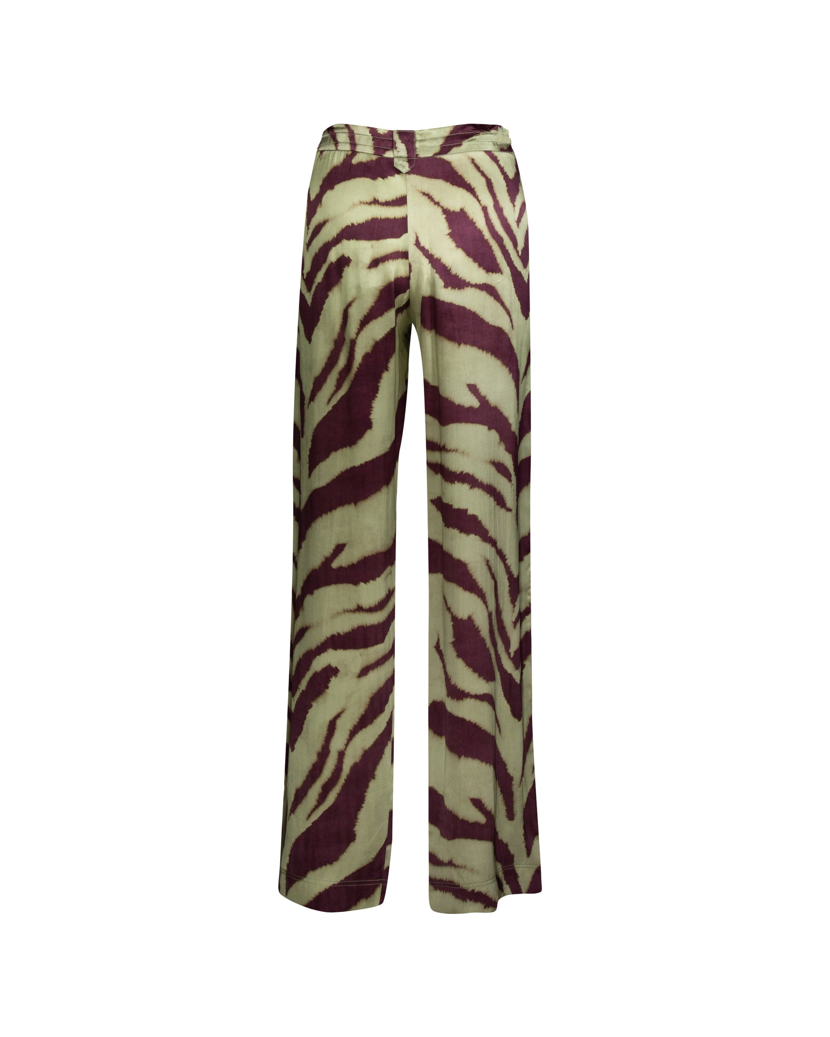 Brass Zebra Print Long Silk Pants