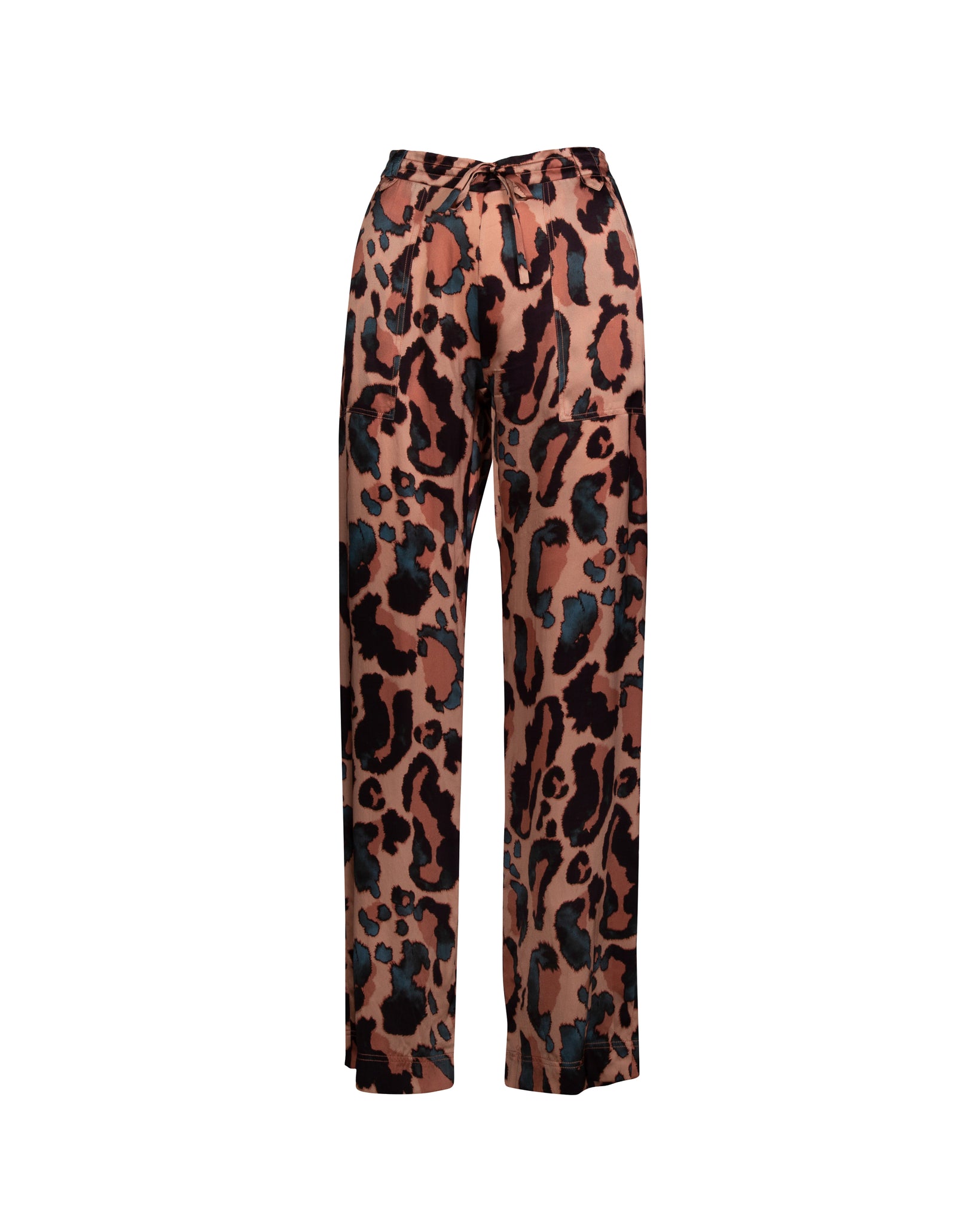 Brun Leopard Print Long Silk Pants