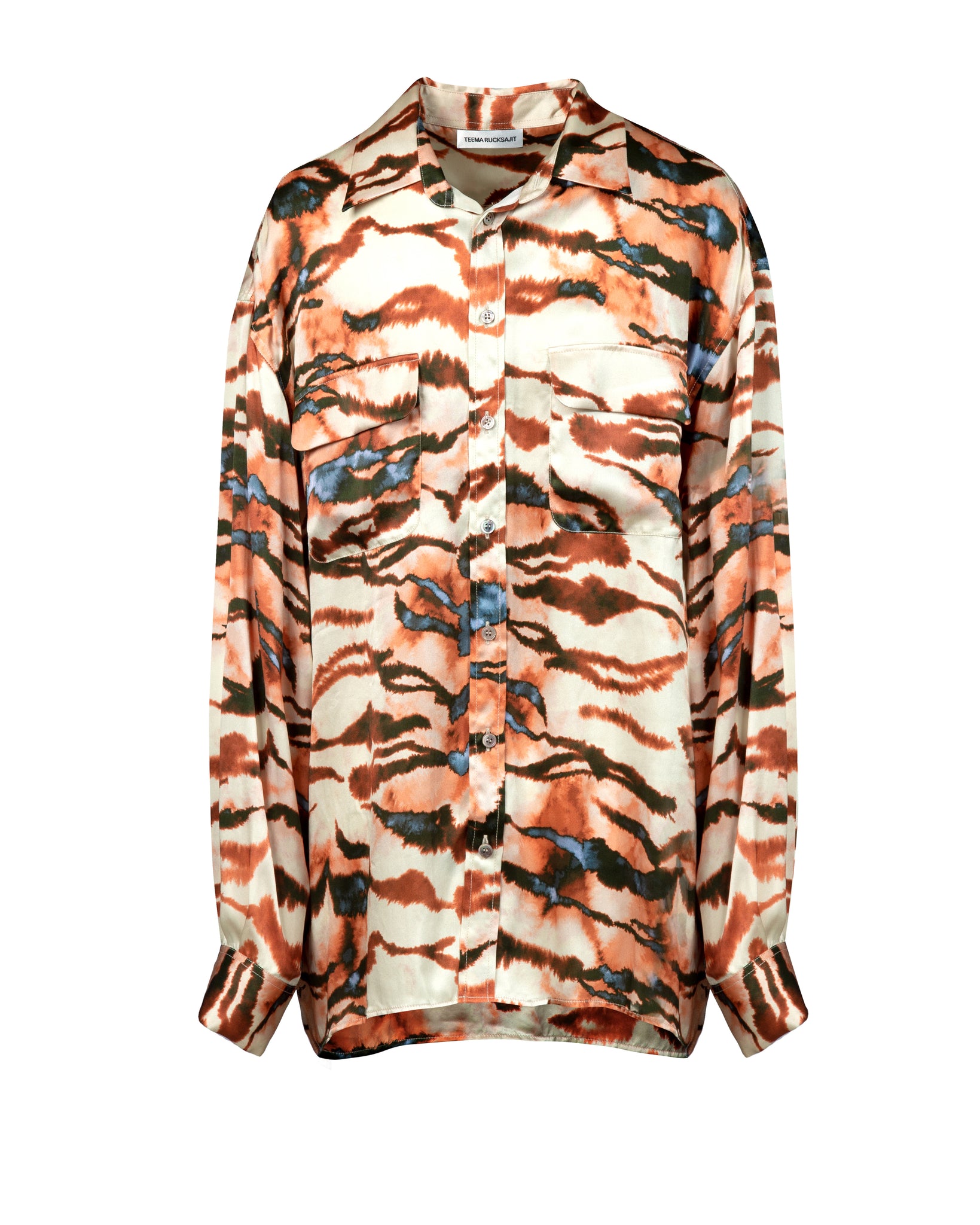 Classic Tiger Oversized Silk Print Shirt