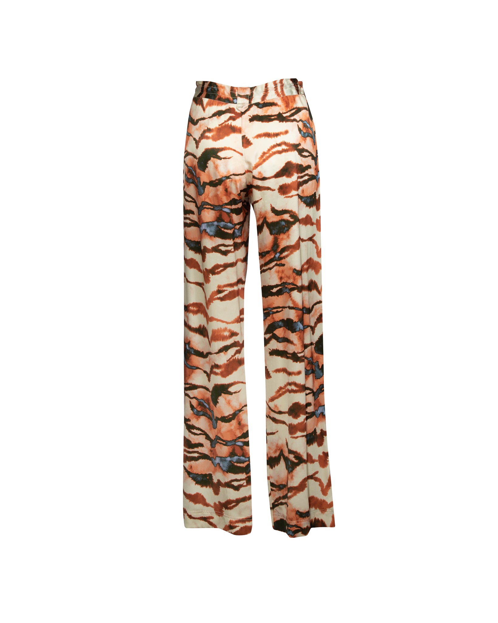 Classic Tiger Print Long Silk Pants