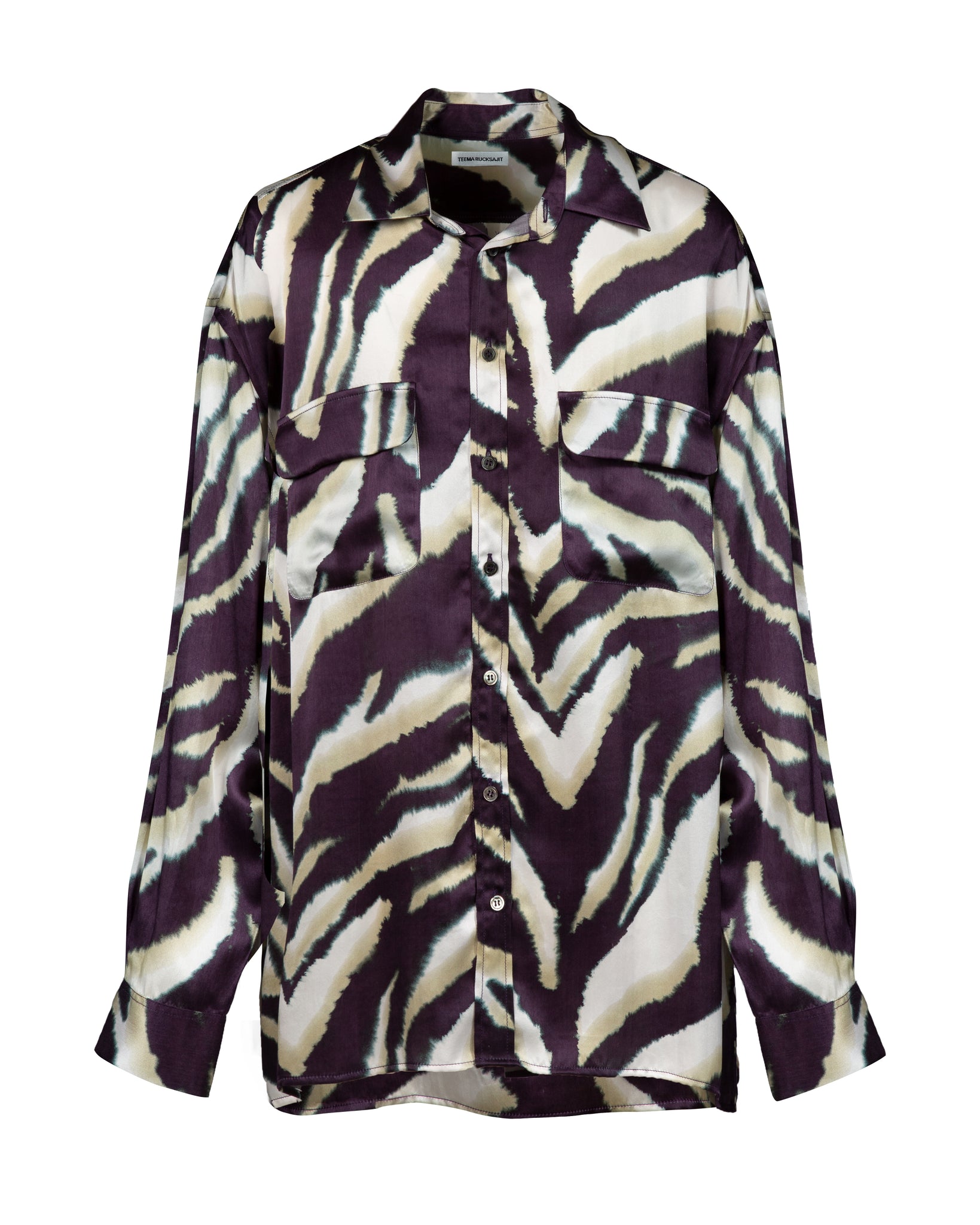 Classic Zebra Oversized Silk Print Shirt