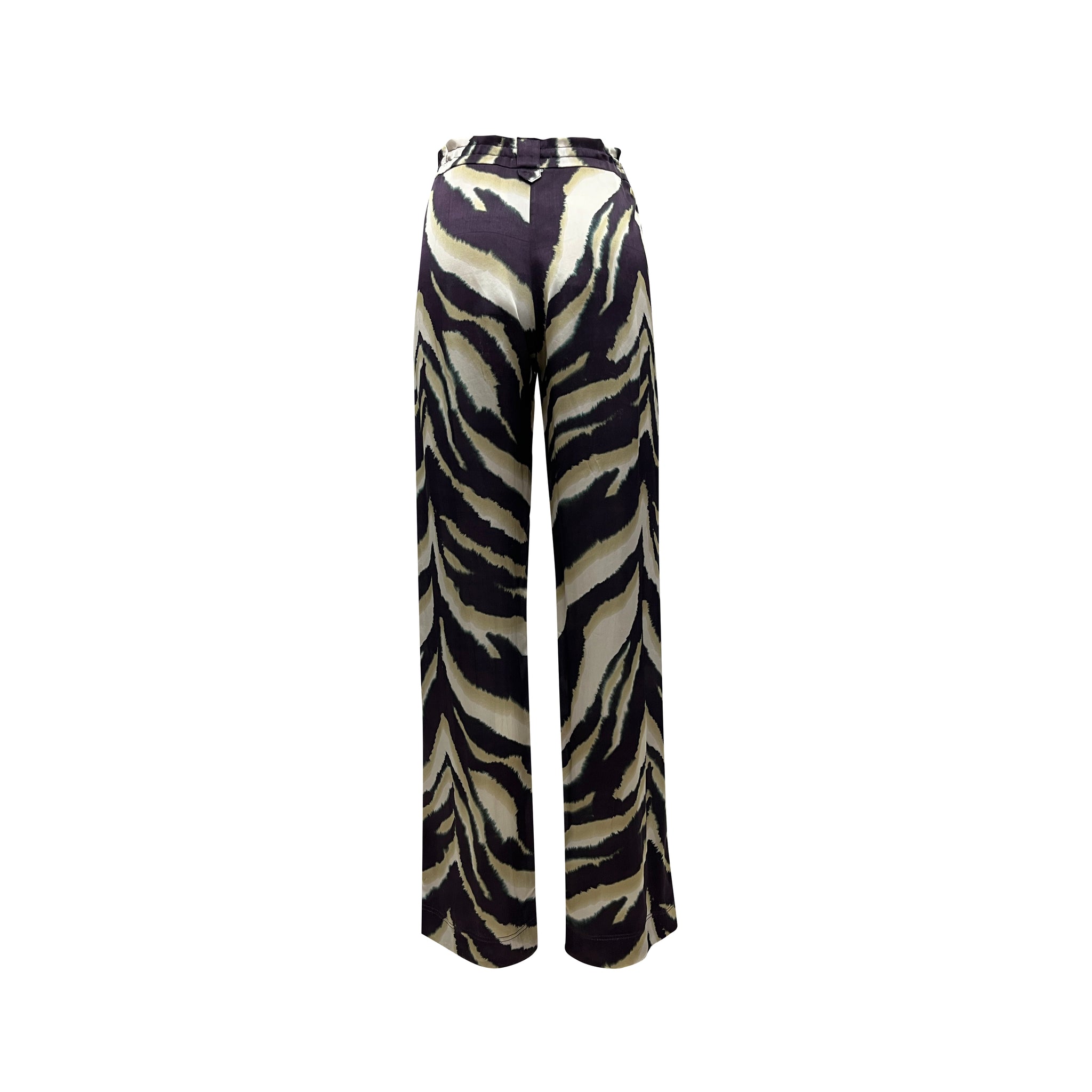 Classic Zebra Print Long Silk Pants