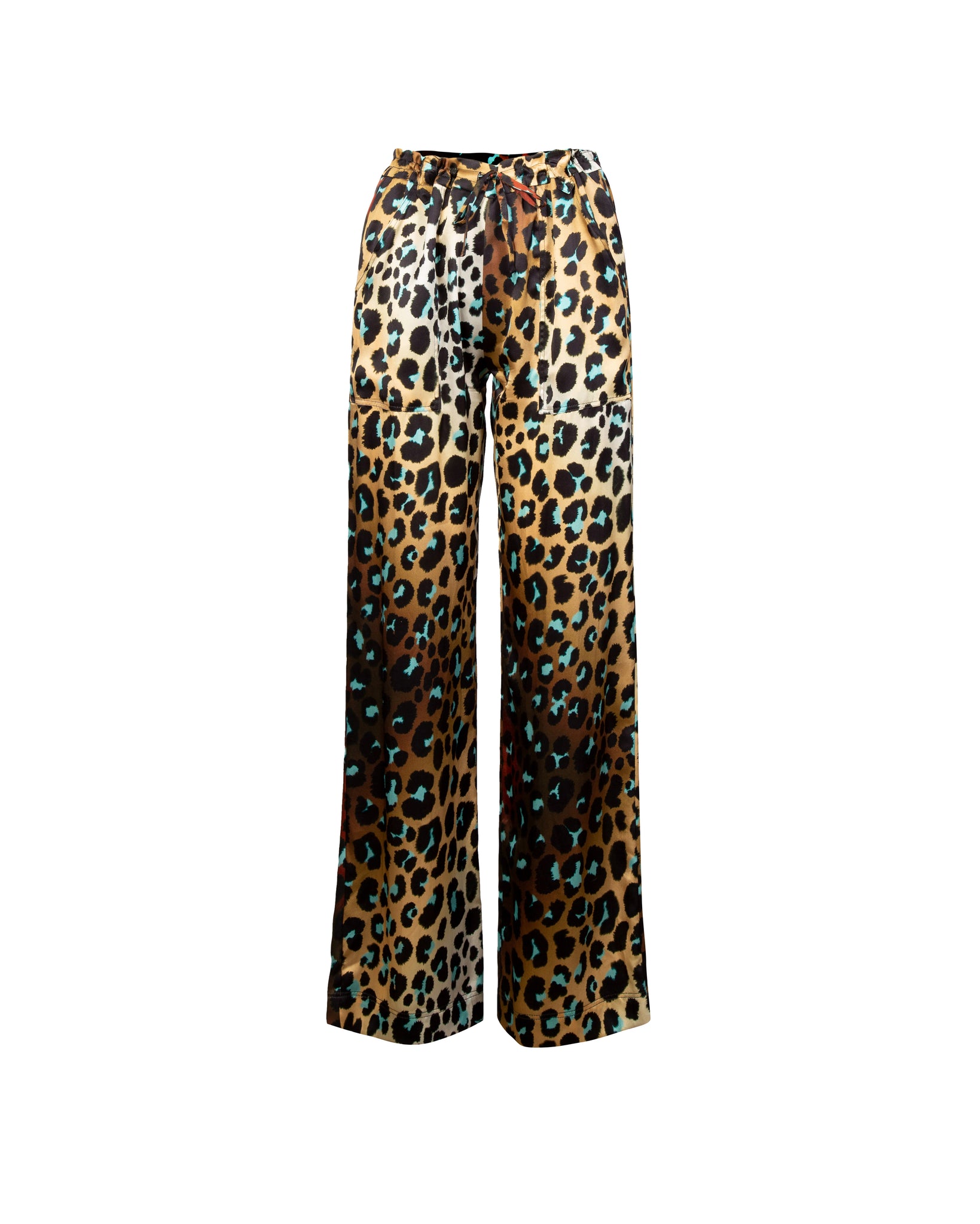 Dark Havana Print Long Silk Pants