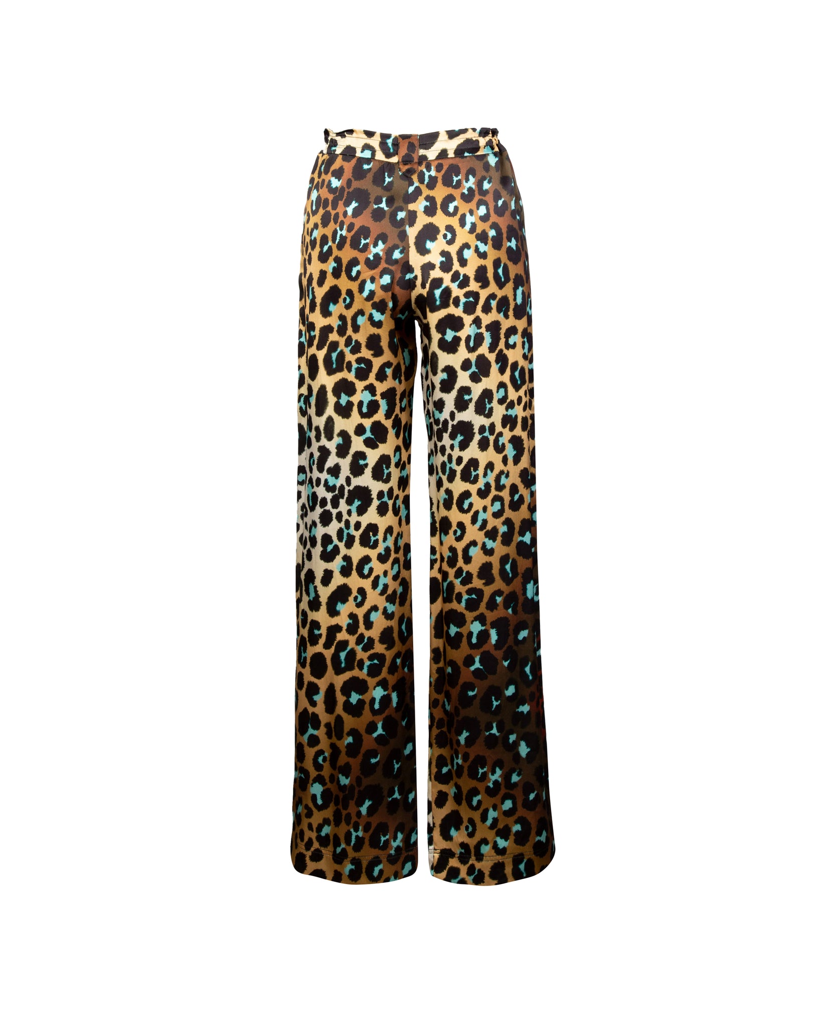 Dark Havana Print Long Silk Pants