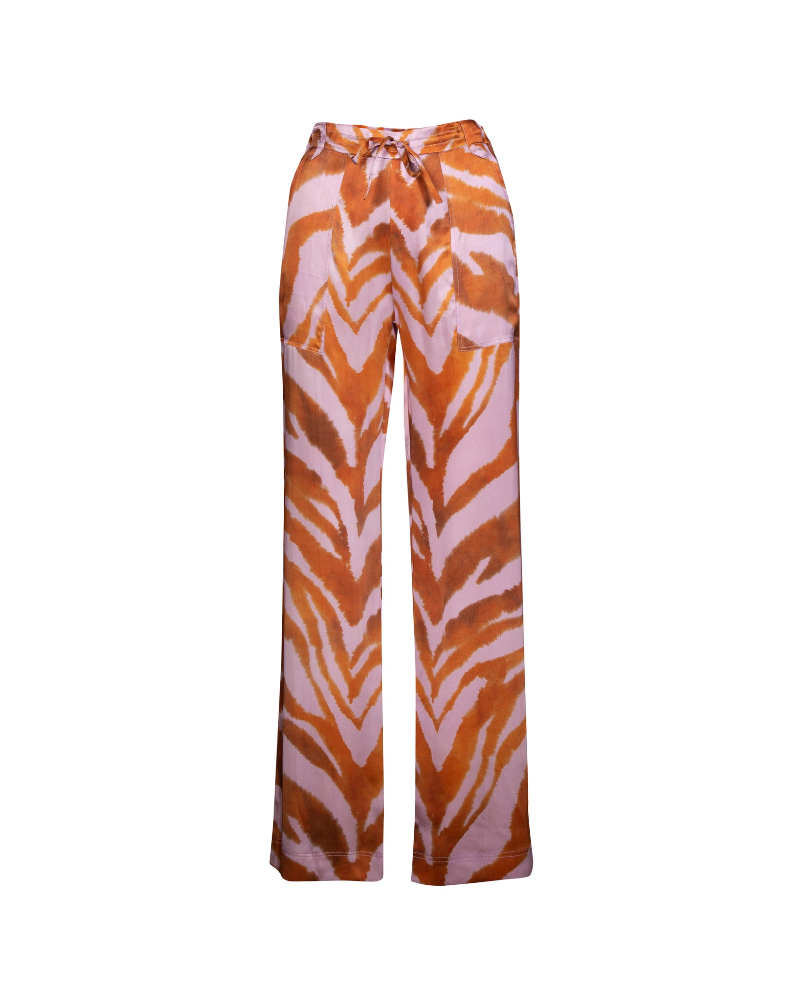 Dusk Zebra Print Long Silk Pants