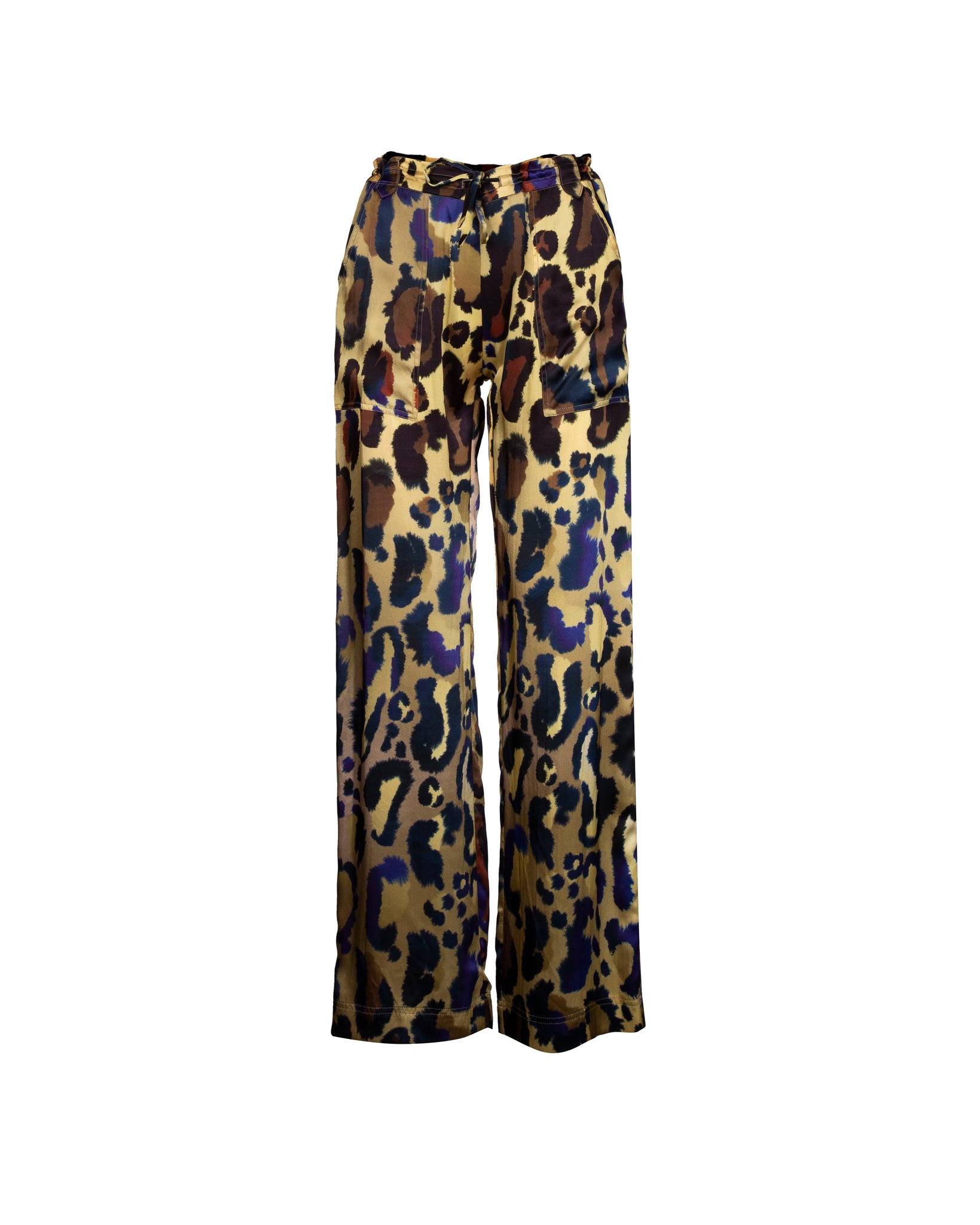 Electric Leopard Print Long Silk Pants