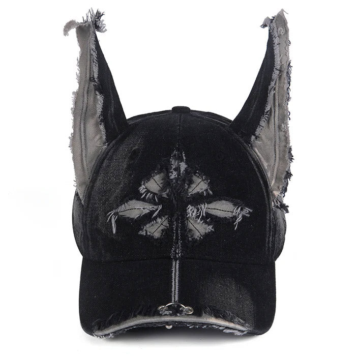 Genzero the dog ear cross baseball hat Denim black