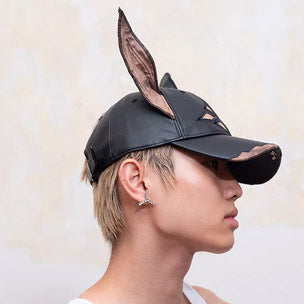 Genzero the dog ear cross baseball hat leather