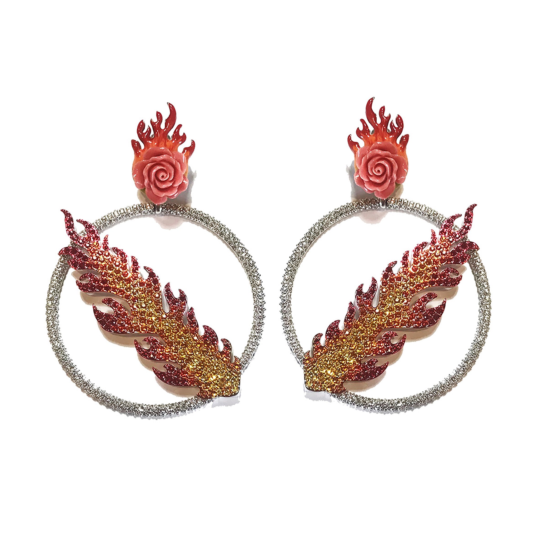 FIRE AND ROSE EARRINGS