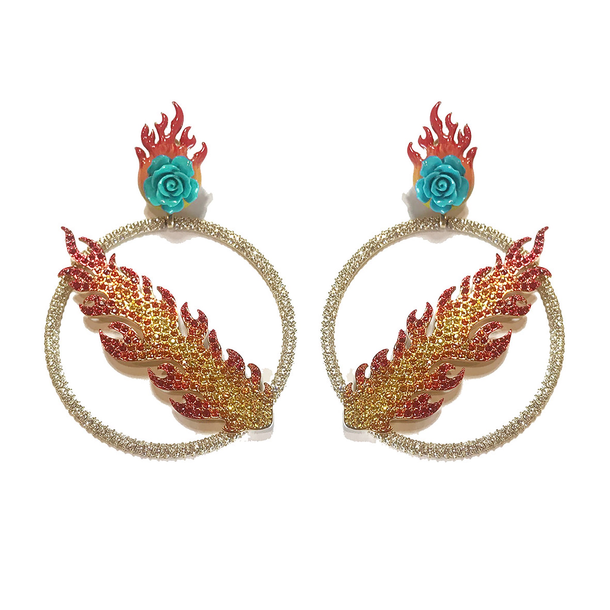 FIRE AND ROSE EARRINGS