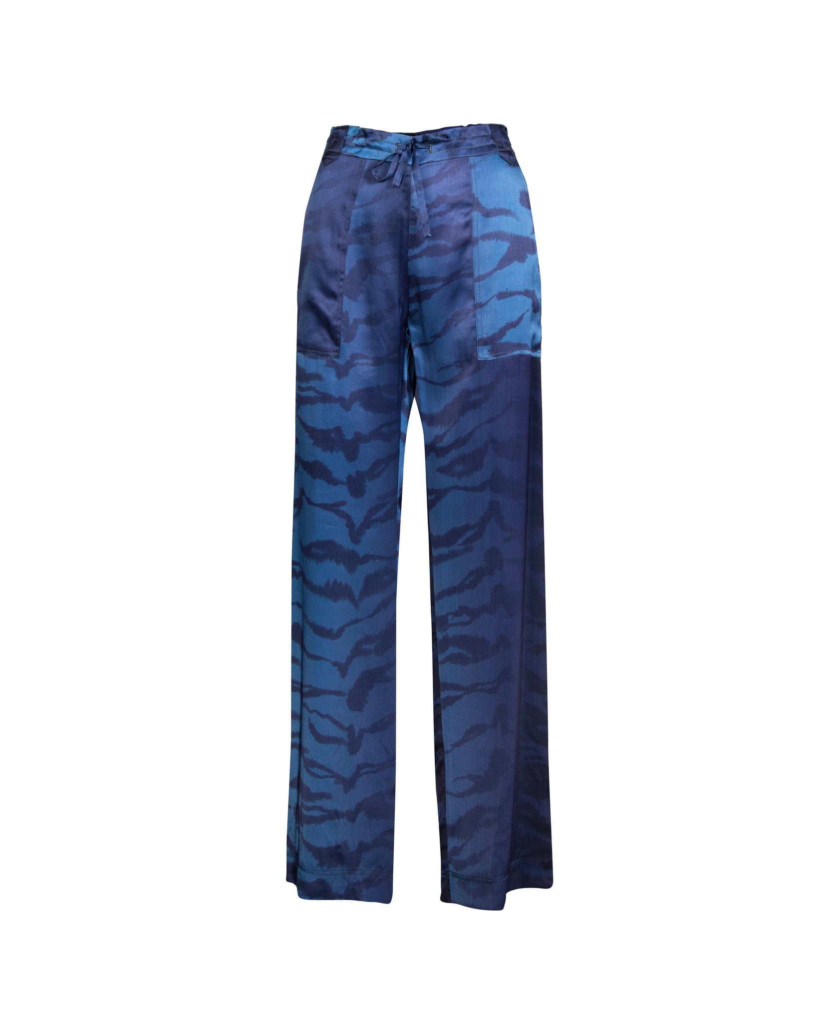 Midnight Tiger Print Long Silk Pants