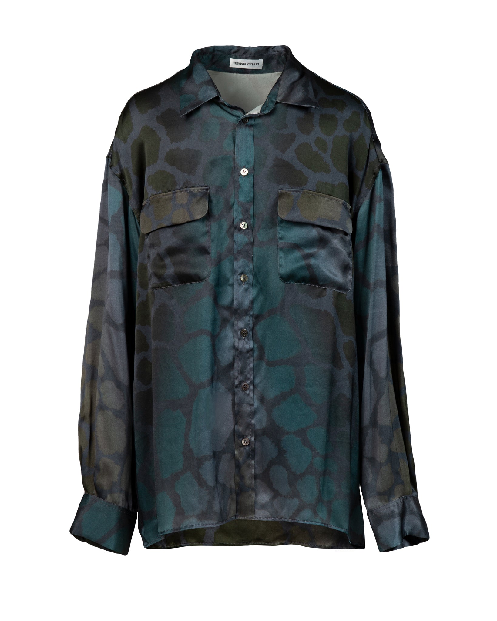 Noir Giraffe Oversized Silk Print Shirt