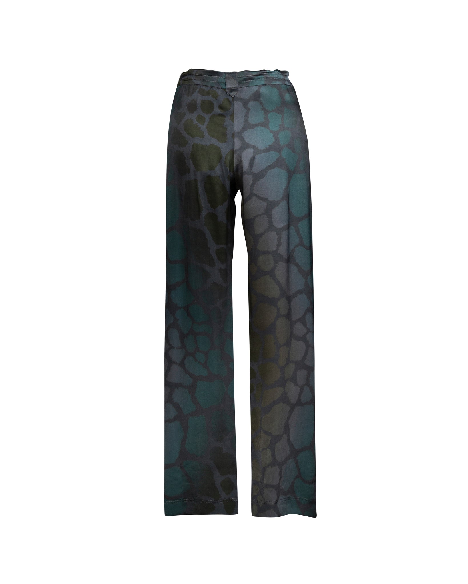 TERU060_M Noir Giraffe Print Long Silk Pants