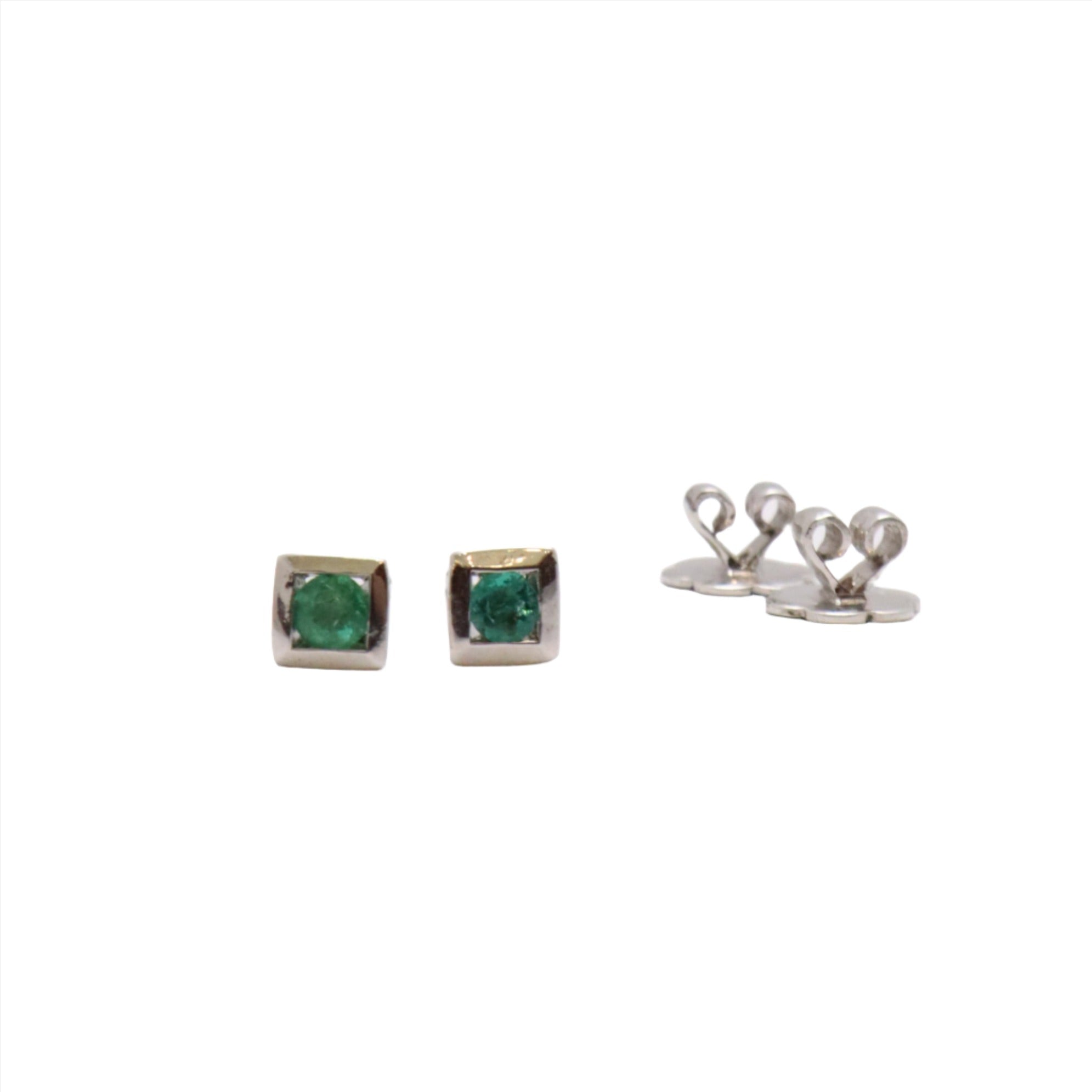 Natural Emerald Silver Earring