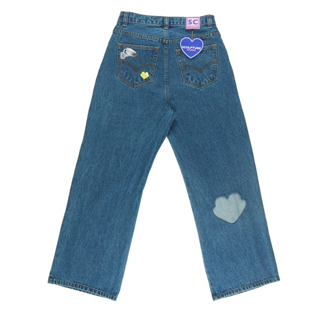 Heart and Shell Cutout jeans Dark Denim blue