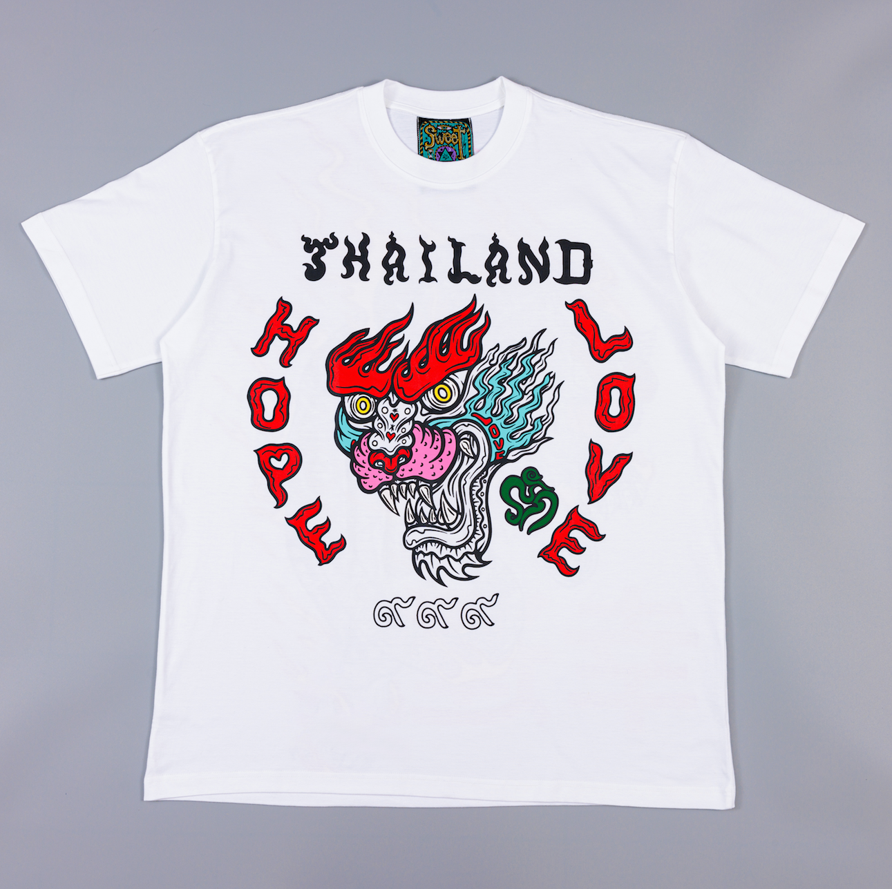 T shirt (WHITE) Silkscreen FIRE TIGER