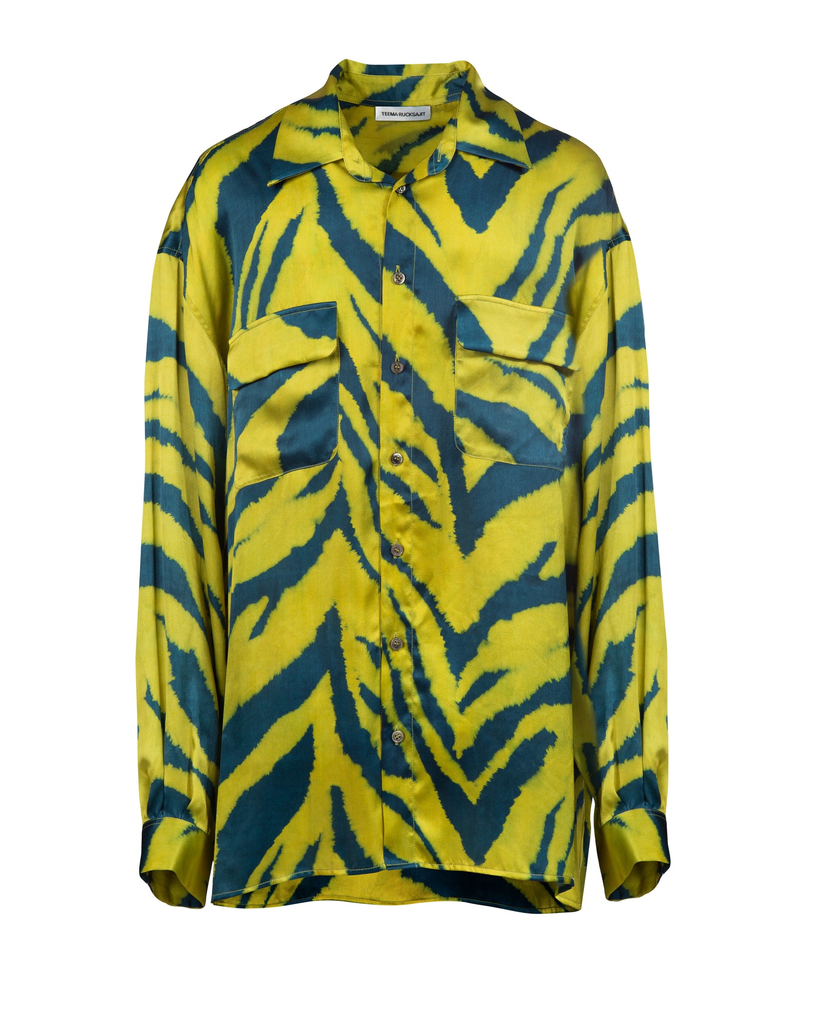 Sun-Kiss Zebra Oversized Silk Print Shirt