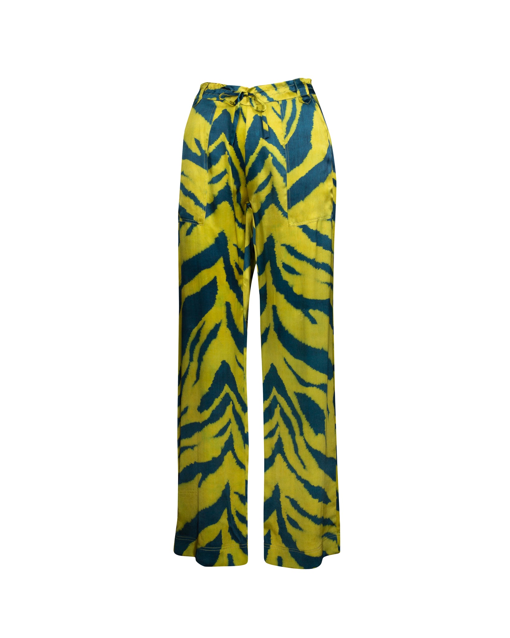 Sun-Kiss Zebra Print Long Silk Pants