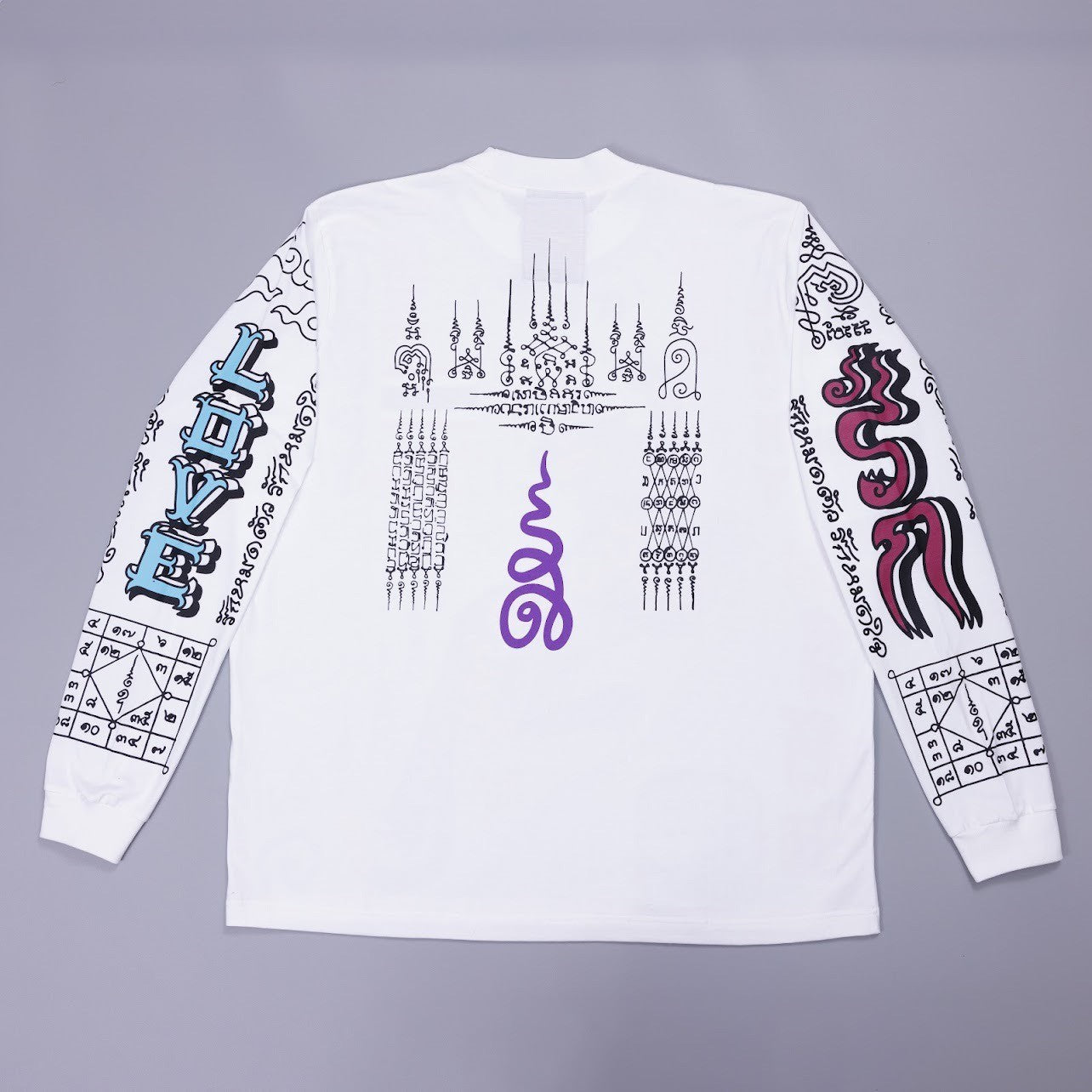 T-shirt Long sleeve (White) Silkscreen Yantra TIGER