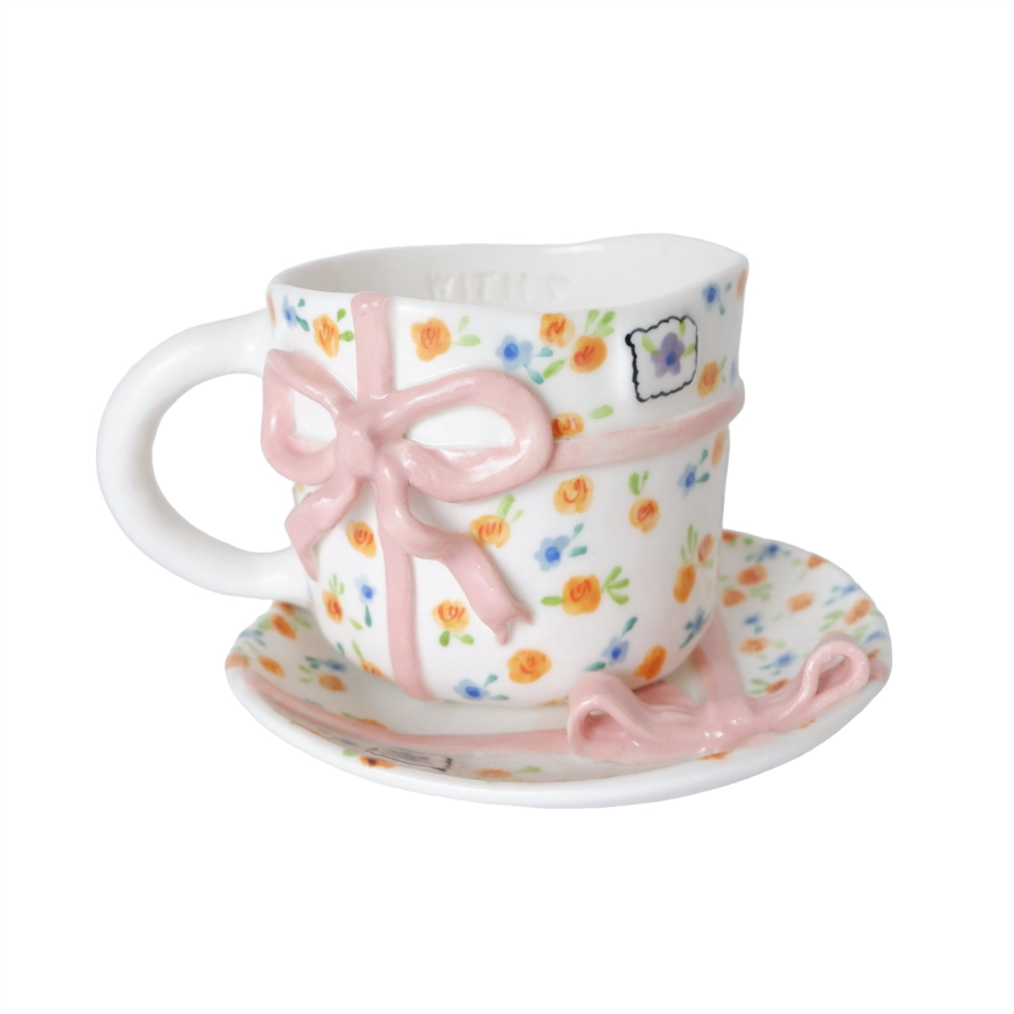 Pink ribbon cup set