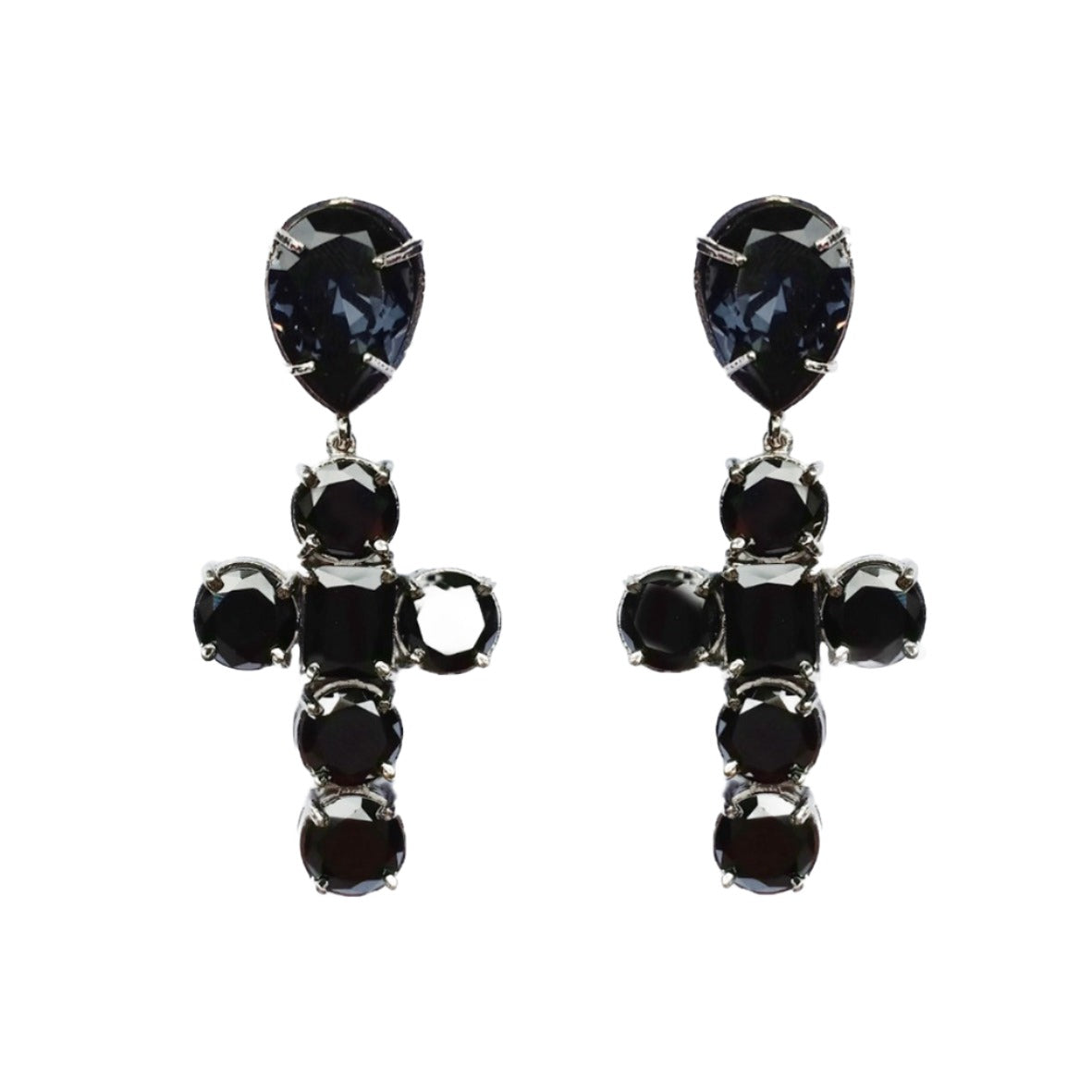 CROSS BLACK CRYSTALS EARRINGS